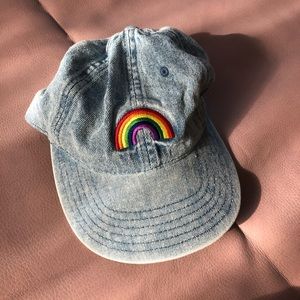 Vintage style jean rainbow hat